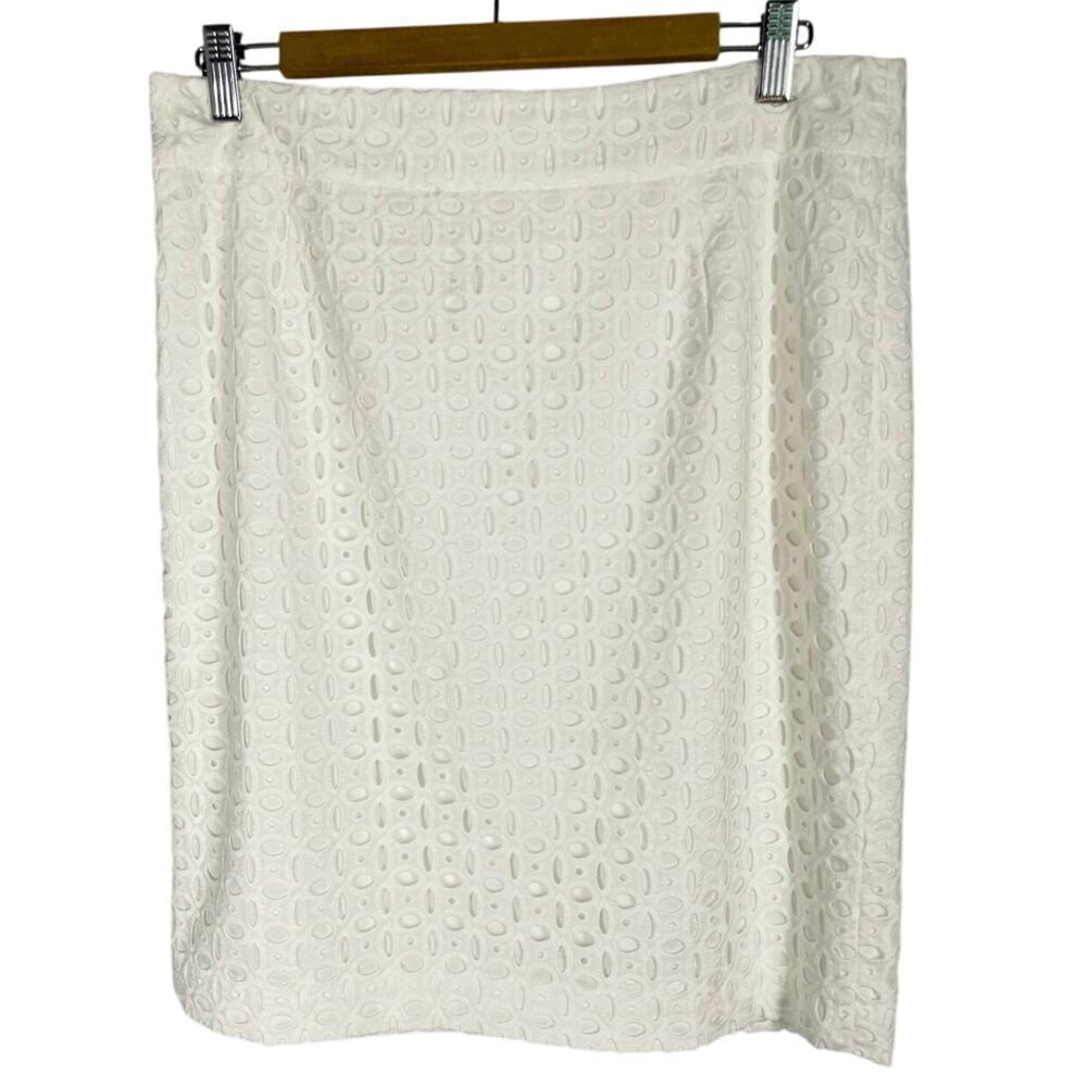 Banana Republic, Size 10, White Lace Embroidered Straight Skirt, VGUC, Y2K